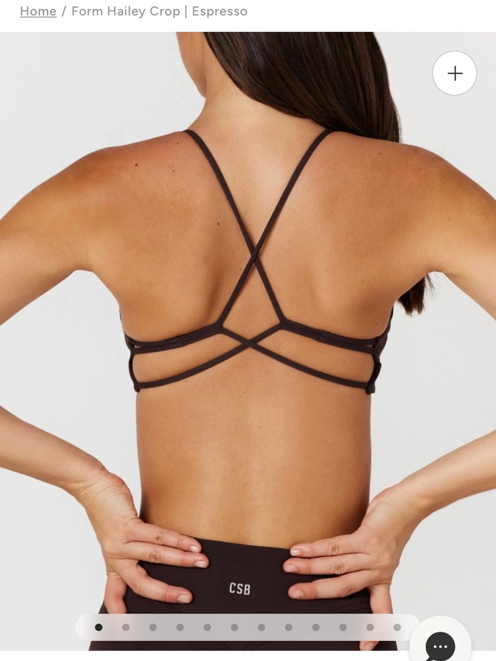 CSB form Hailey crop strappy bra in espresso brown size small